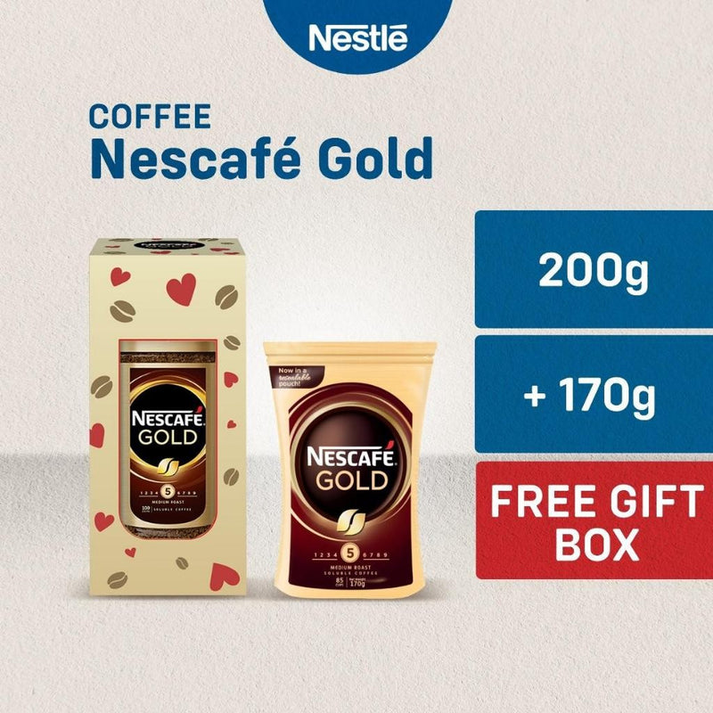 Nescafe Gold 200g with Gift Box + Nescafe Gold Instant Coffee Pouch 170g