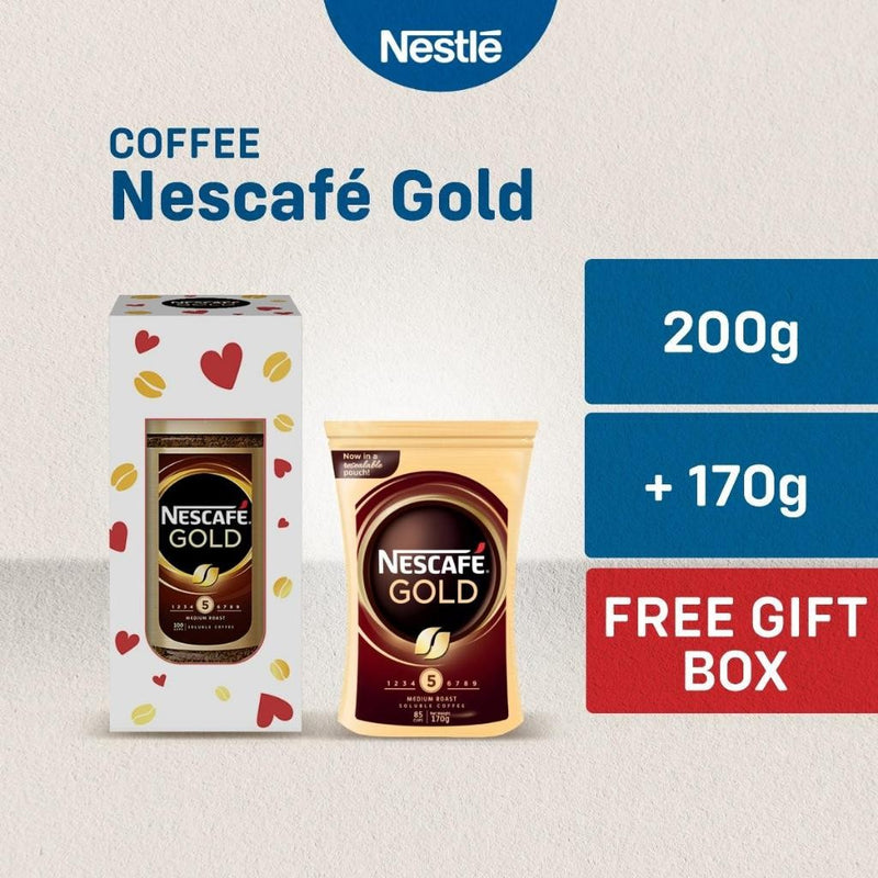 Nescafe Gold 200g with Gift Box + Nescafe Gold Instant Coffee Pouch 170g