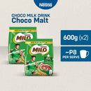 Milo Powdered Choco Malt Milk Drink 600g - Pack of 2