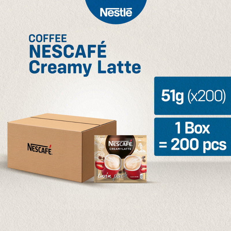 [CASE DEAL] Nescafe Creamy Latte 3-in-1 Coffee Twin Pack 51g - Pack of 200