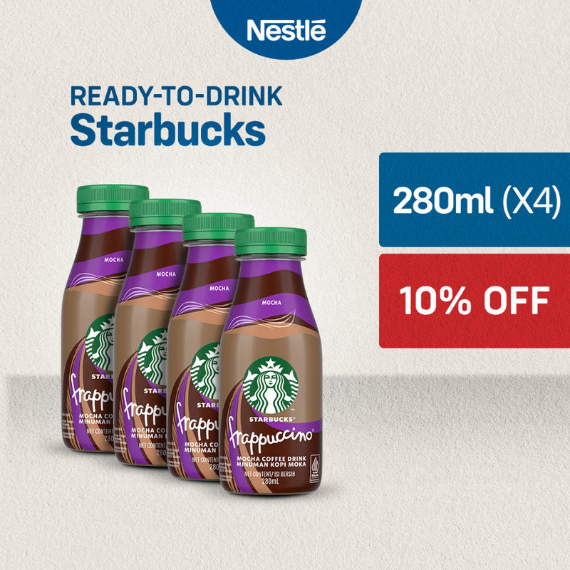 StarbucksÂ ReadyÂ ToÂ DrinkÂ FrappuccinoÂ MochaÂ CoffeeÂ 280ml - Pack of 4