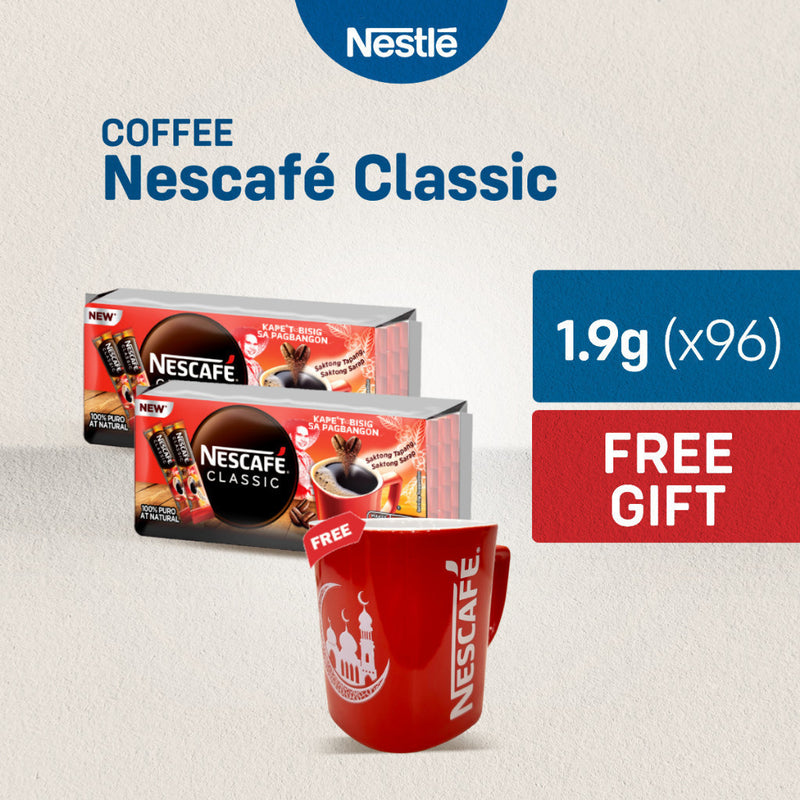 [FREE RED MUG] Nescafe Classic Instant Coffee 1.9g - Pack of 96