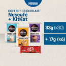 NESCAFÉ Cafe Creations Mocha, Caramel, Double Latte Coffee 33g - Pack of 30 + KITKAT Chocolate 17gx6