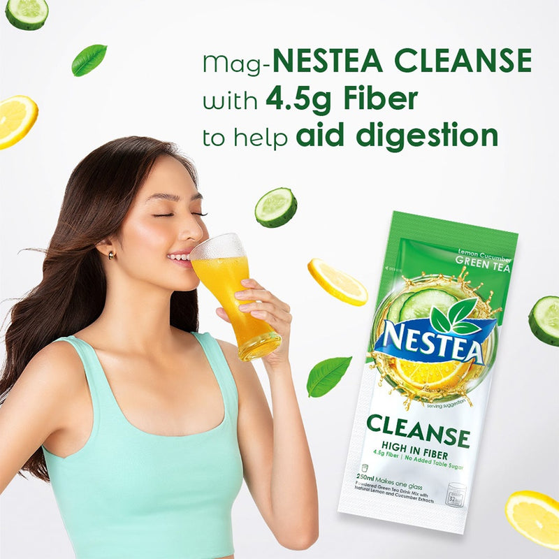 NESTEA Cleanse Lemon Cucumber Powdered Green Tea with Fiber 250ml - Pack of 10