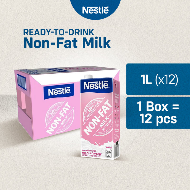 Nestle Non-Fat Milk High Calcium 1L - Pack of 12