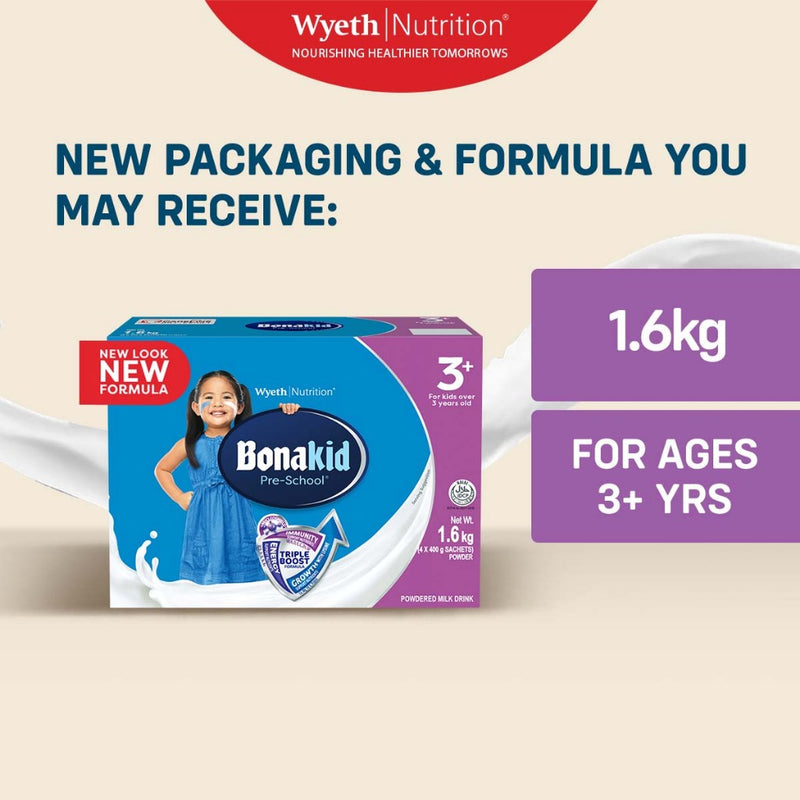 BONAKID PRE-SCHOOL 3+ Powdered Milk Drink for Children Over 3 Years Old 3.2kg (1.6kg x 2)