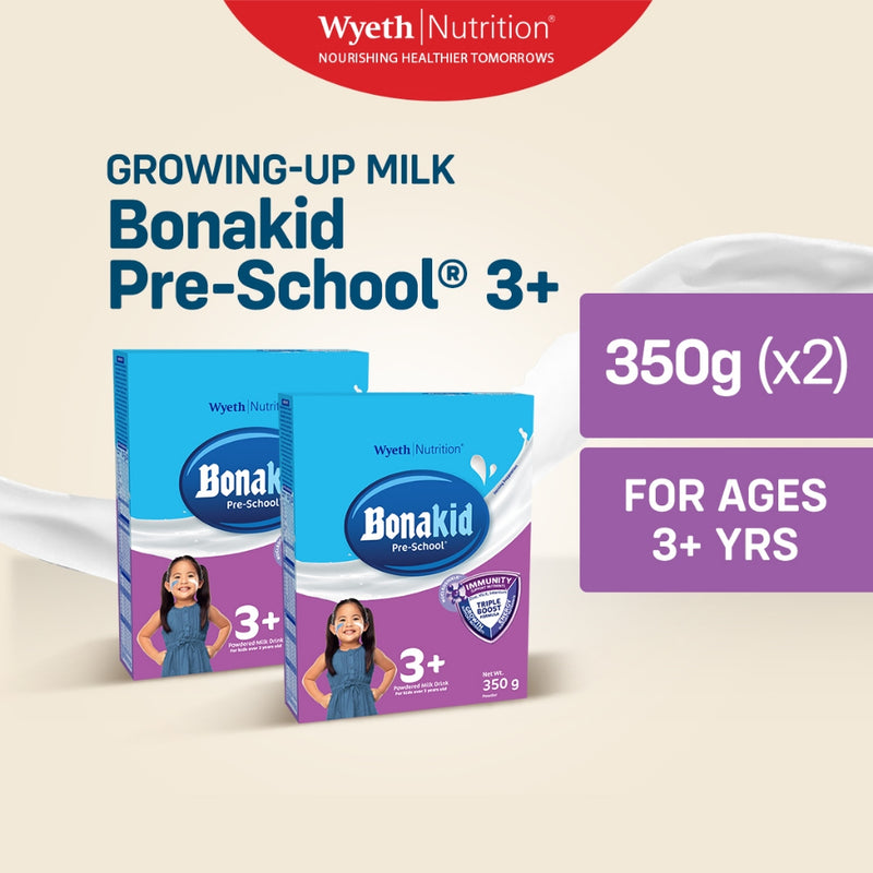 BONAKID PRE-SCHOOL 3+ Powdered Milk Drink for Children Over 3 Years Old 700g (350g - Pack of 2)