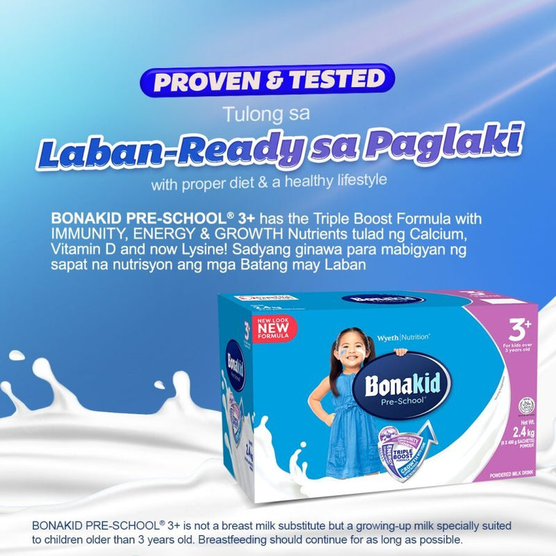 BONAKID PRE-SCHOOL 3+ Powdered Milk Drink for Children Over 3 Years Old 3.2kg (1.6kg x 2)