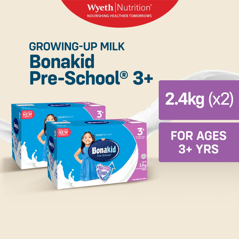 BONAKID PRE-SCHOOL 3+ Powdered Milk Drink for Children Over 3 Years Old 4.8kg [2.4kg x 2]