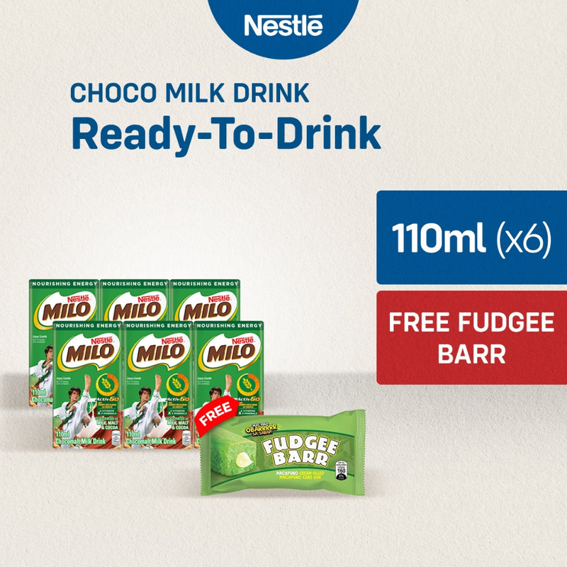 [FREE FUDGEE BARR MACAPUNO] MILO Ready-to-Drink 110mL - Pack of 6