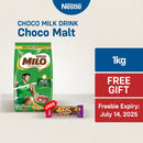 [FREE CEREAL BAR] Milo Choco Malt Powdered Milk Drink 1kg (Freebie Expiry: July 14, 2025)