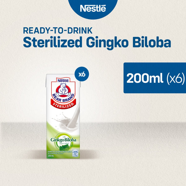 BEAR BRAND Sterilized UHT Milk with Gingko Biloba 200ml - Pack of 6