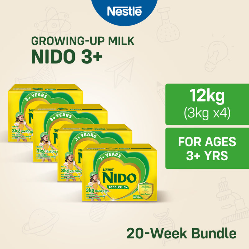 NIDO 3+ Powdered Milk Drink for Children Over 3 Years Old 12kg (3kg x4)