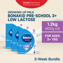 BONAKID PRE-SCHOOL 3+ Low Lactose Growing-Up Milk for Children 3+ Years Old 1.2kg (400g x3)