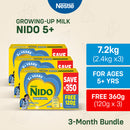 [FREE 360g] NIDO 5+ Powdered Milk Drink for Children Above 5 Years Old 4.8kg (1.2kg x 4)