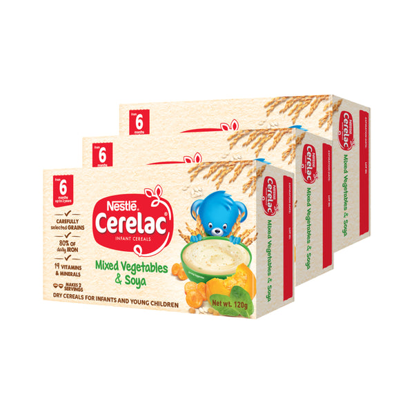CERELAC Mixed Vegetables & Soya Infant Cereal 120g - Pack of 3