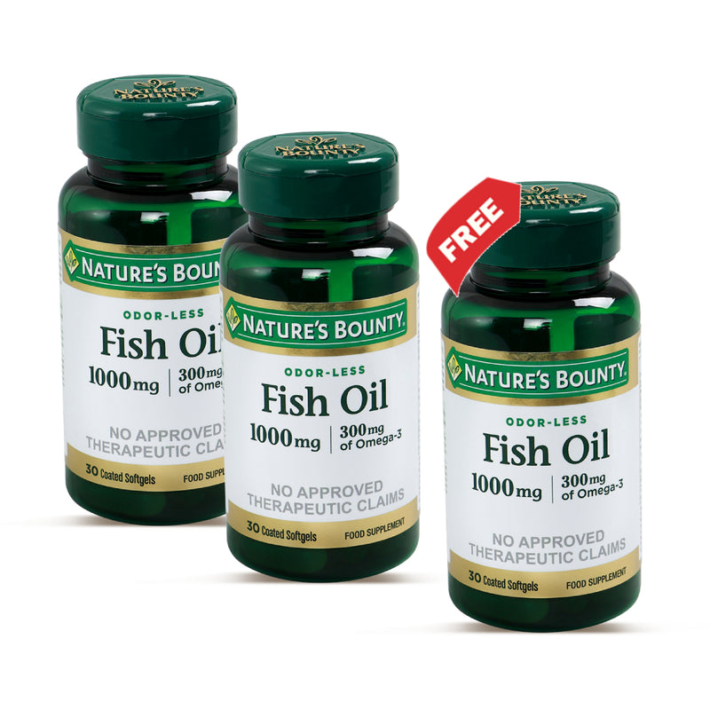 Buy 2 Nature’s Bounty Fish Oil 1000mg, Get 1 bottle FREE!