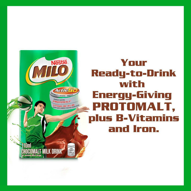 MILO Ready-to-Drink Flavoured Milk 110ml - Pack of 12