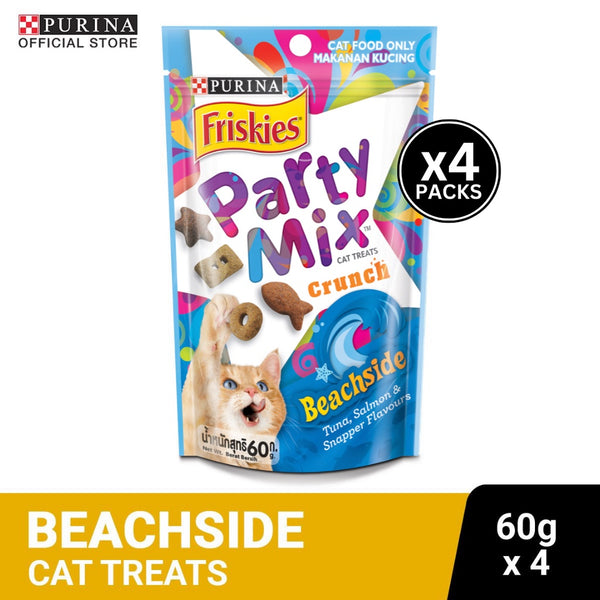 FRISKIES Party Mix Crunch Beachside Adult Cat Treats - 60g x4