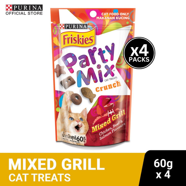 FRISKIES Party Mix Crunch Mixed Grill Cat Food - 60g x4