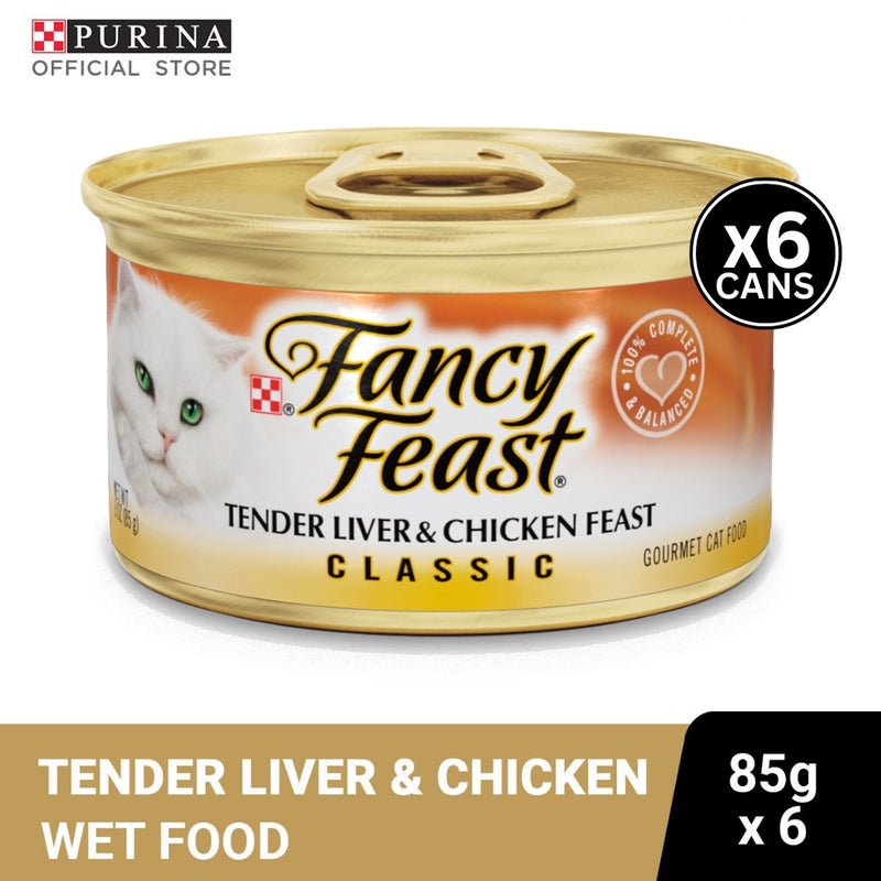 FANCY FEAST Classic Tender Liver & Chicken Adult Wet Cat Food - 85g x6