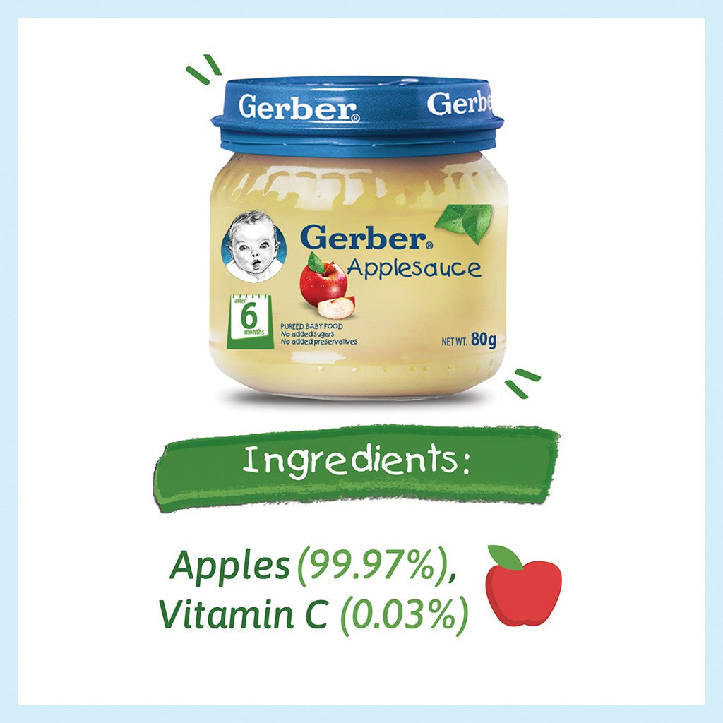 GERBER Bundle Pack - Pack of 6 (Applesauce, Carrot, Banana, Squash, Mi