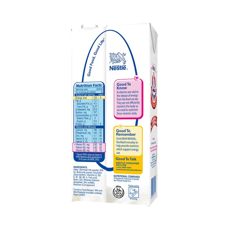 BEAR BRAND Sterilized UHT Milk 1L - Pack of 12