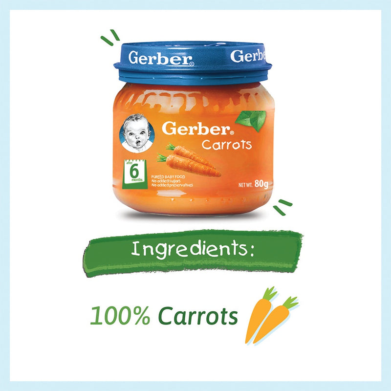GERBER Bundle Pack - Pack of 6 (Applesauce, Carrot, Banana, Squash, Mixed Veggie, Banana Strawberry)