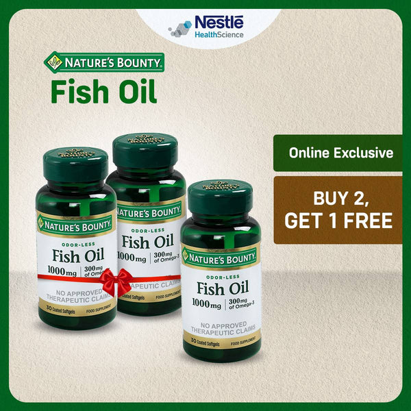Buy 2 Nature’s Bounty Fish Oil 1000mg, Get 1 bottle FREE!