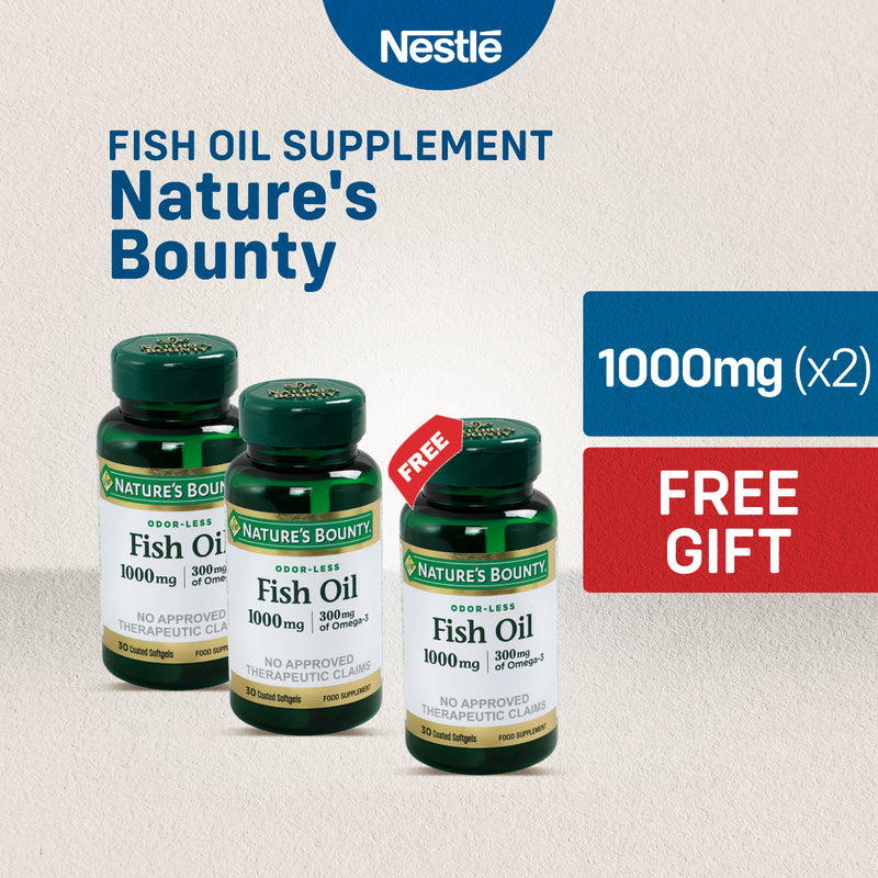 Buy 2 Nature’s Bounty Fish Oil 1000mg, Get 1 bottle FREE!