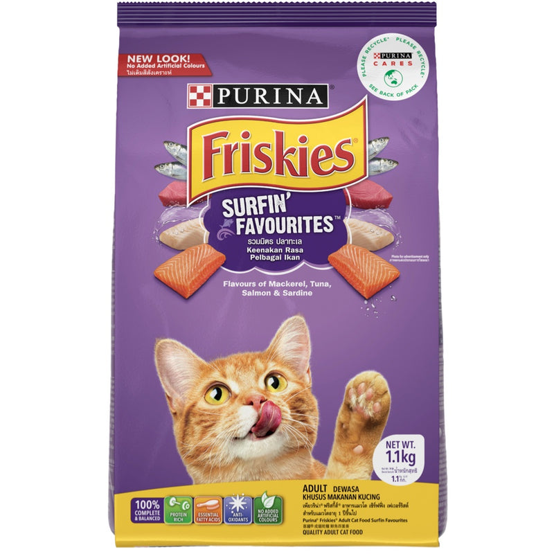 PURINA FRISKIES Surfin' Turfin' | Adult Dry Cat Food - 1.1Kg