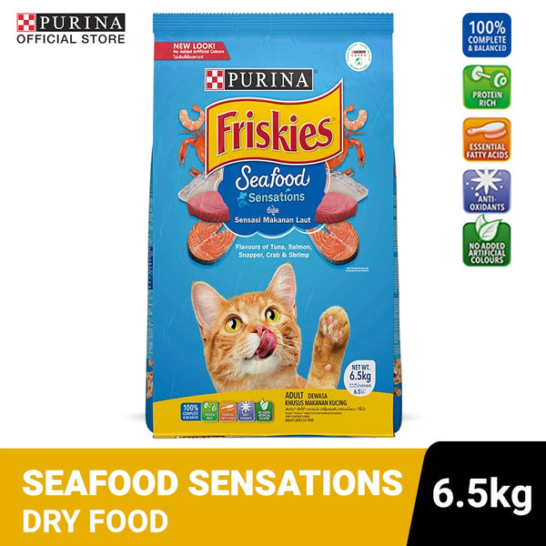 PURINA FRISKIES Seafood Sensations | Best Dry Cat Food for Adult Cats - 6.5Kg