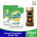 NESTEA Cleanse Powdered Green Tea with Fiber 250ml - Pack of 20 and NESCAFE Gold Instant Coffee 200g