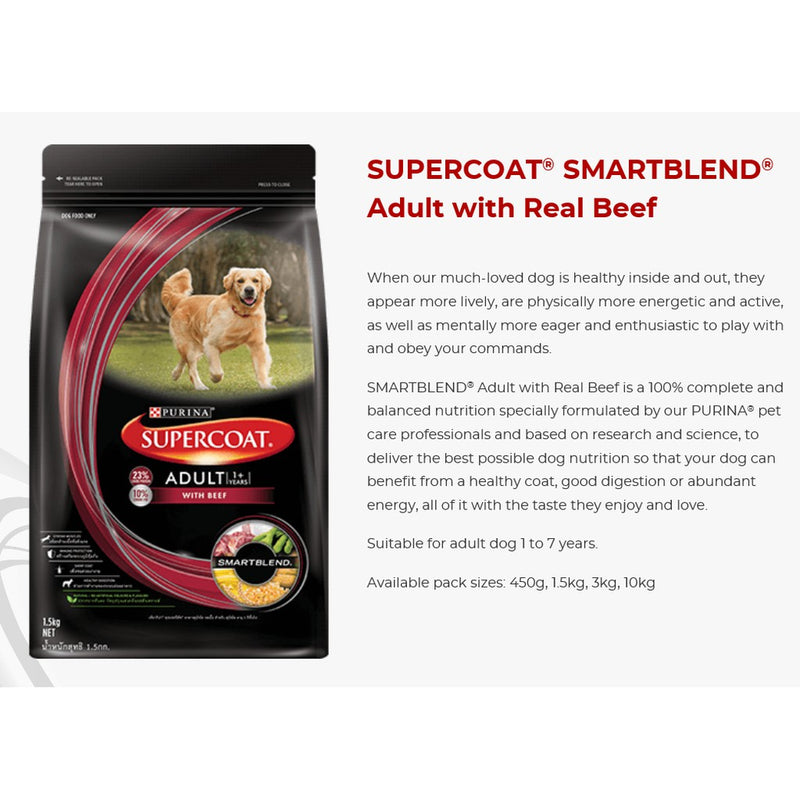 Purina Supercoat Adult Beef-based Dry Dog Food 3kg