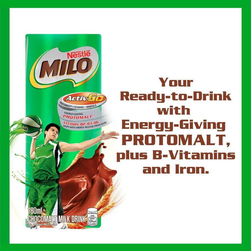 MILO Ready-to-Drink Flavoured Milk 180ml - Pack of 4 for P98