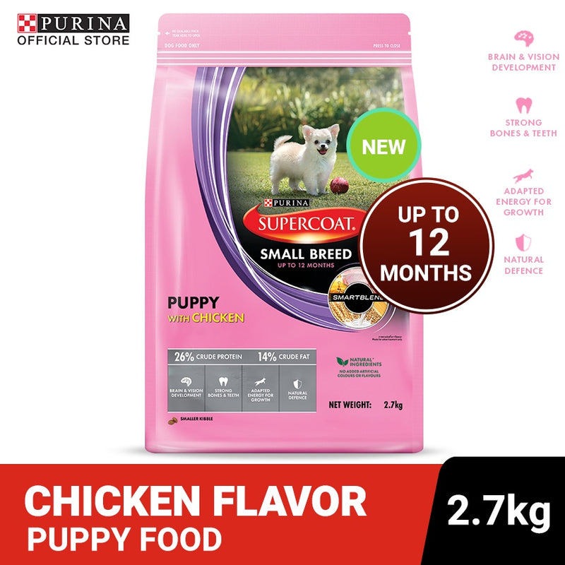 SUPERCOAT Chicken based Dry Dog Food for Puppy Small Breed Dogs - Best Dog Food - 2.7Kg
