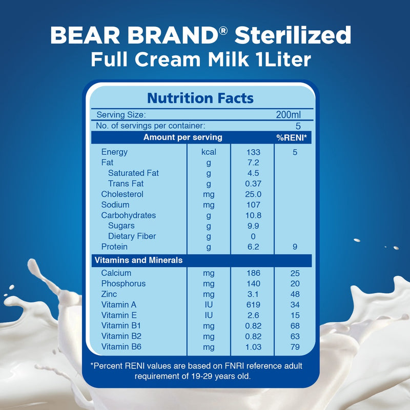 BEAR BRAND Sterilized UHT Milk 1L - Pack of 3