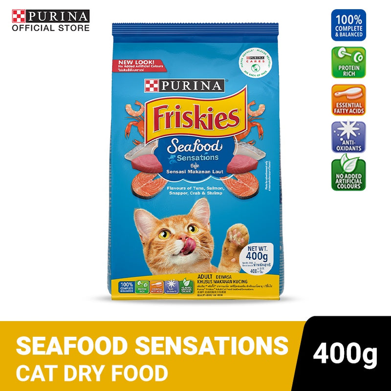 PURINA FRISKIES Seafood Sensations | Best Dry Cat Food for Adult Cats - 400g