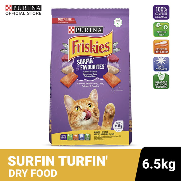 PURINA FRISKIES Surfin' Turfin' | Dry Cat Food for Adult Cats - Best Cat Food - 6.5 kg