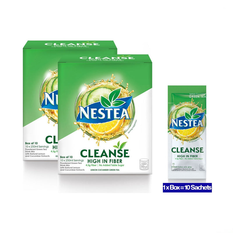 NESTEA Cleanse Lemon Cucumber Powdered Green Tea with Fiber 250ml - Pack of 20
