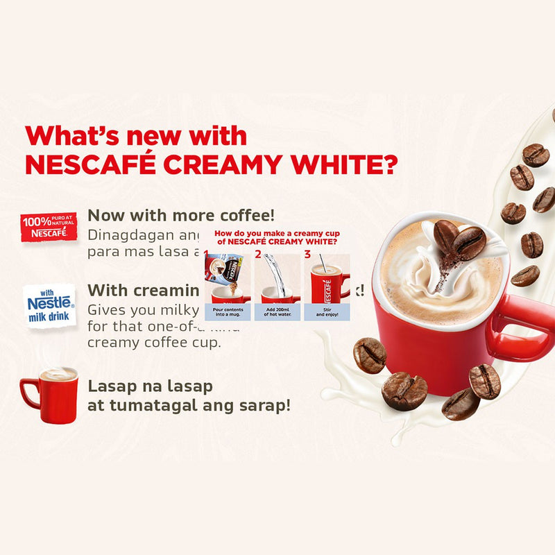 NESCAFÉ Creamy White 3-in-1 Coffee Twin Pack 51g - Pack of 12 + MILO Powdered Choco 24g - Pack of 12