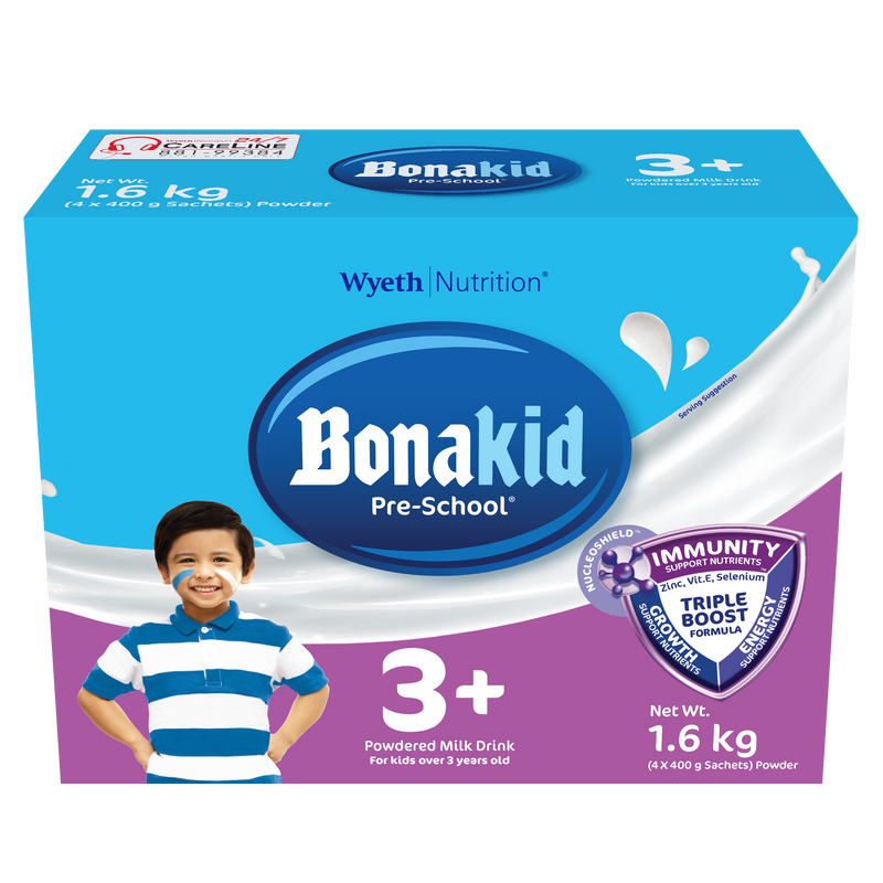 BONAKID PRE-SCHOOL®3+ Powdered Milk Drink for Children Over 3 Years Old 1.6kg (400g x 4)