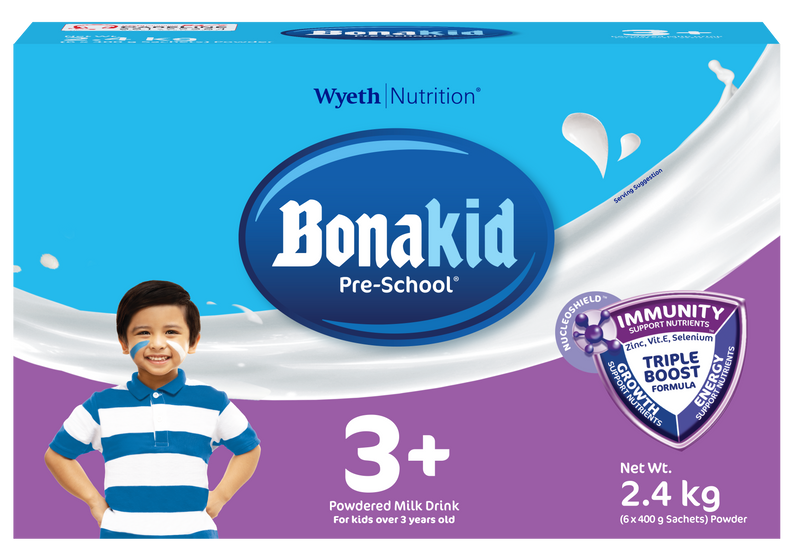 BONAKID PRE-SCHOOL 3+ Powdered Milk Drink for Children 2.4kg (400g x 6)