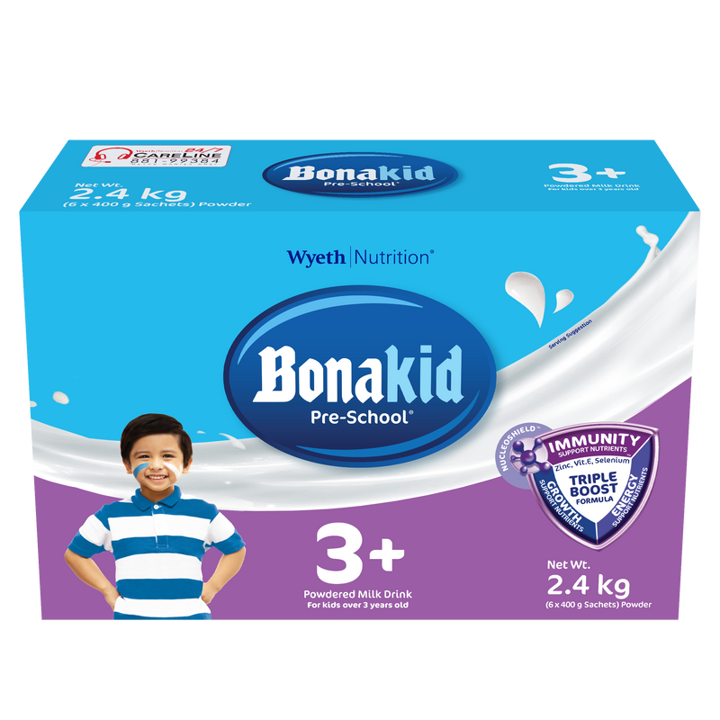 BONAKID PRE-SCHOOL 3+ Powdered Milk Drink for Children 2.4kg (400g x 6)