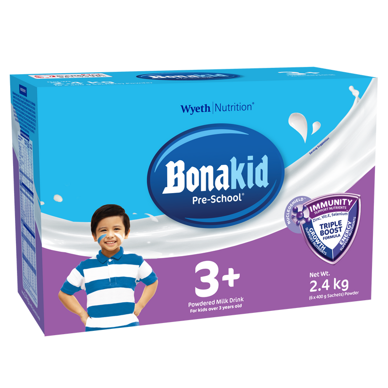 BONAKID PRE-SCHOOL 3+ Powdered Milk Drink for Children 2.4kg (400g x 6)