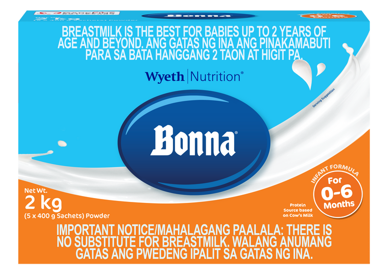 BONNA Infant Formula for 0 to 6 months 2kg (400g x 5)