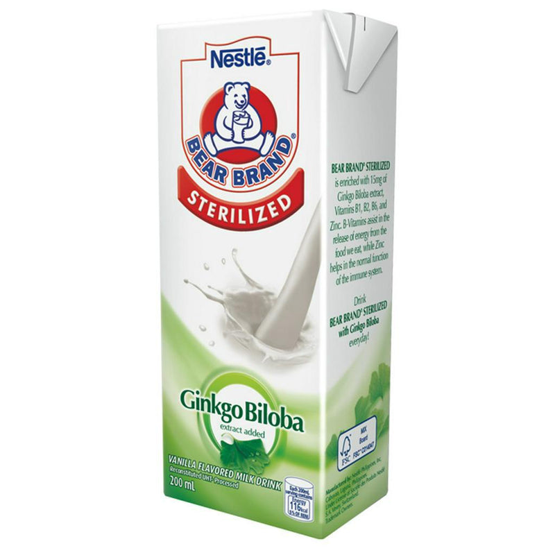 Bear Brand Sterilized UHT Milk with Gingko Biloba 200ml - Pack of 2
