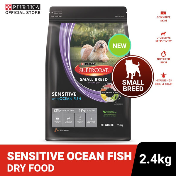SUPERCOAT Adult Small Breed Sensitive with Ocean Fish Dry Dog Food - 2.4Kg