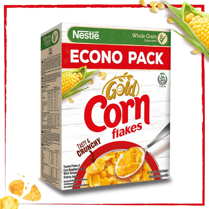 GOLD CORN FLAKES Cereal Breakfast 500g and NESTLE Fresh Milk 1L