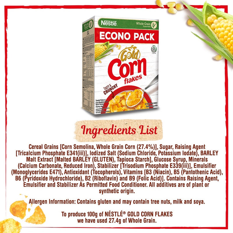 GOLD CORN FLAKES Cereal Breakfast 500g and NESTLE Fresh Milk 1L